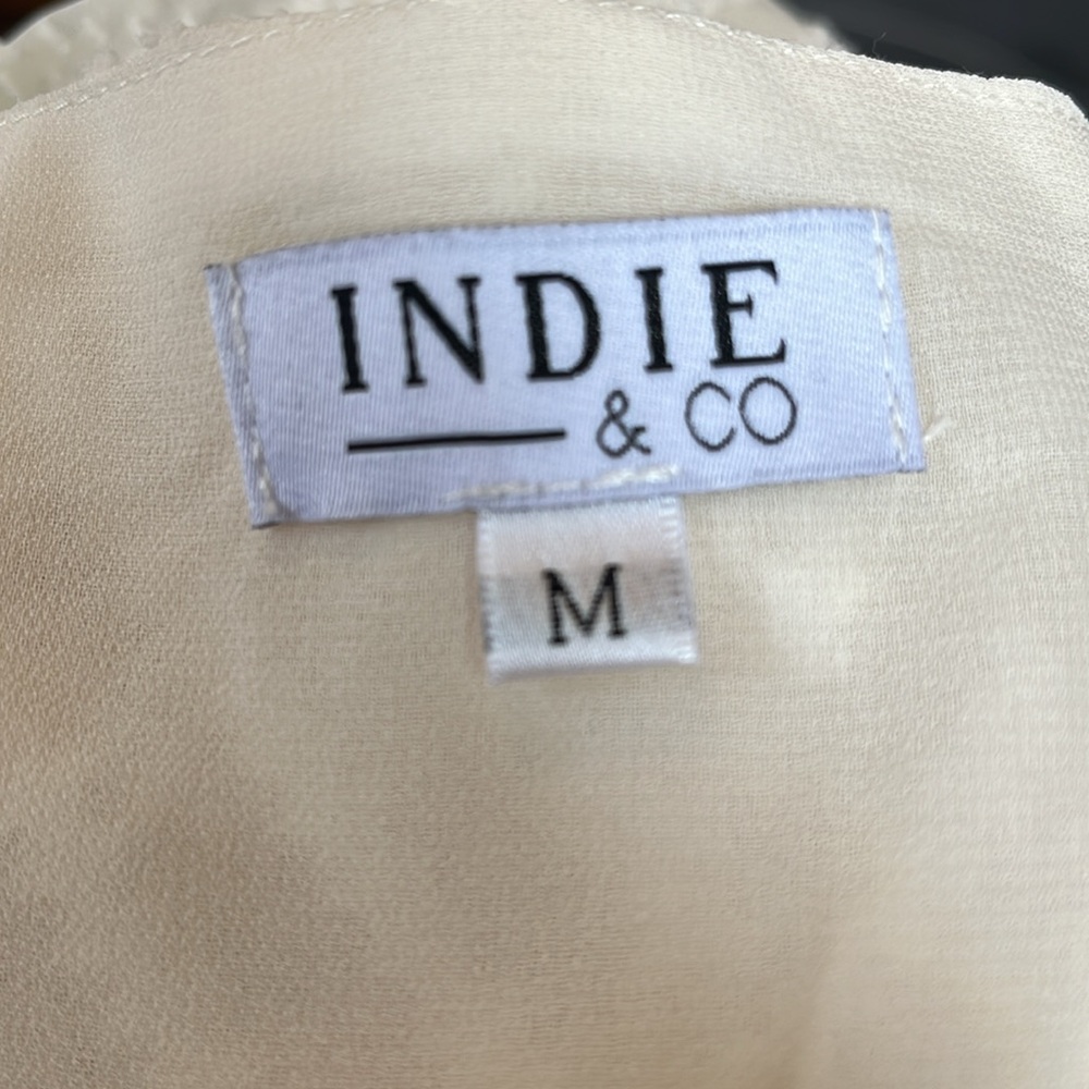 Indie & Co Camren Cream Long Sleeve Dress with Chevron Design size Medium - Picture 12 of 14
